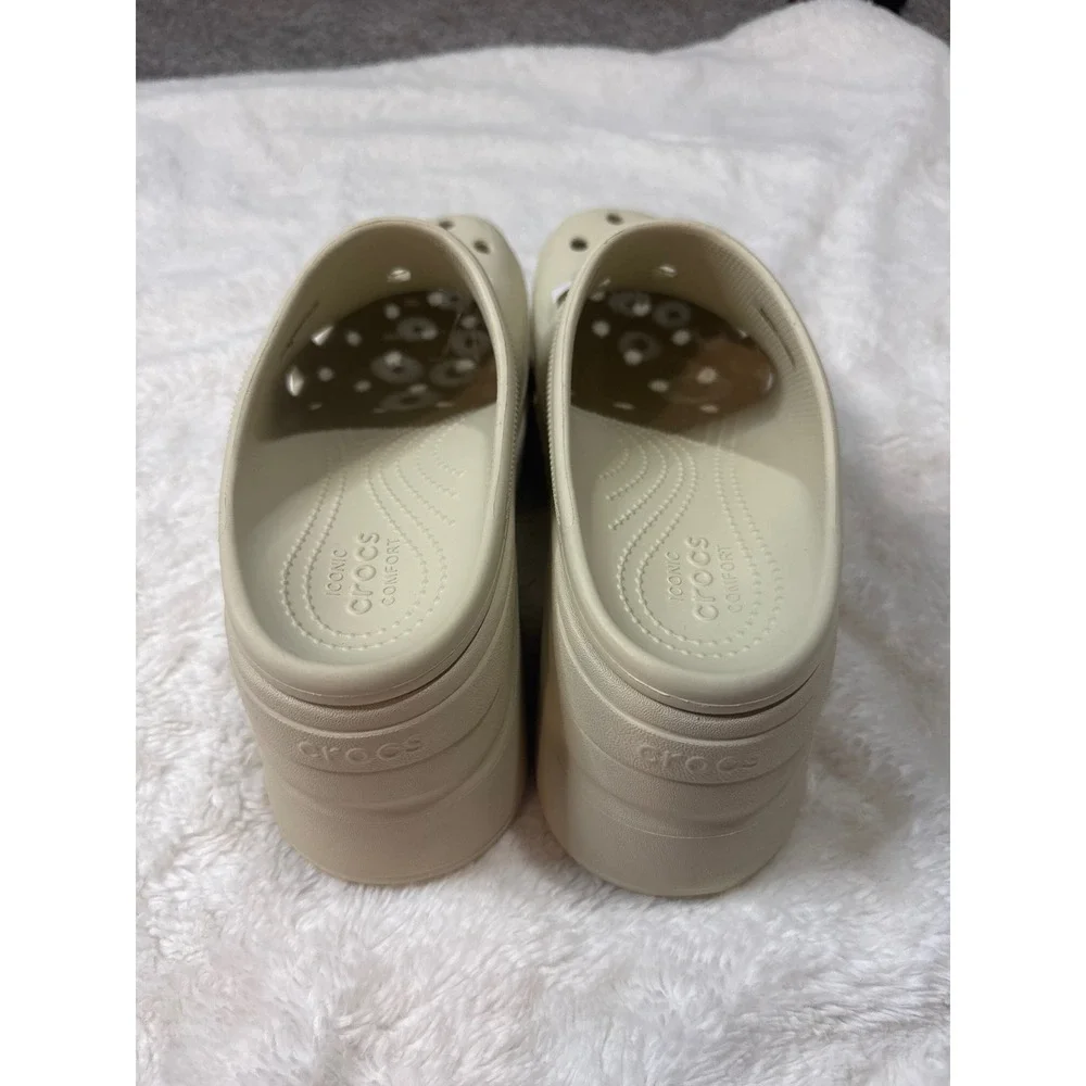 Crocs Siren Clogs Men 9 Cream New Platform High Heel Bone Off White